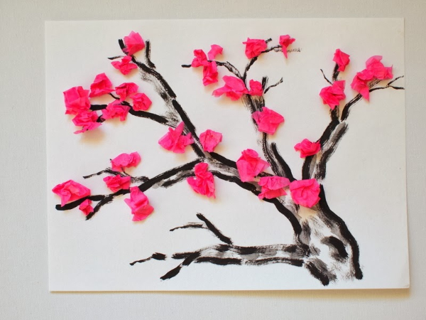 Cherry Blossom Tissue Paper Flower Craft