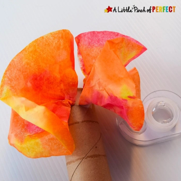 Creative Craft Ideas  With Coffee Filters Colorful Coffee Paper Tree Craft With Cardboard Tube