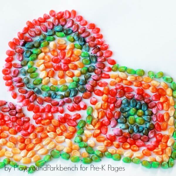Colored Corn Mosaic Process Art For Kids