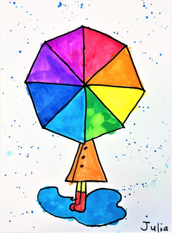 Colorful Umbrella Wheel Art Ideas For Grade 7th