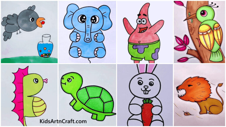 Cute Animal Drawings & Coloring Ideas for Kids - Kids Art & Craft