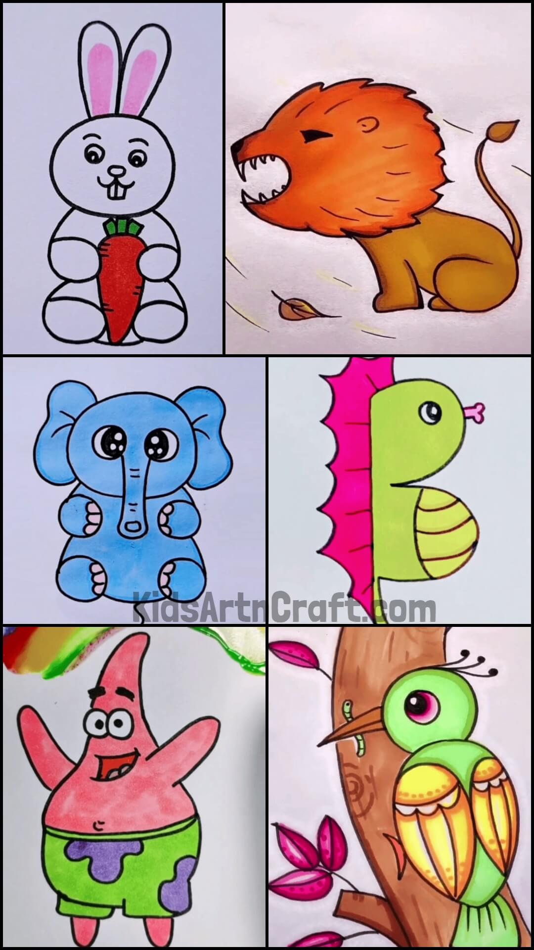 Cute Animal Drawings & Coloring Ideas for Kids