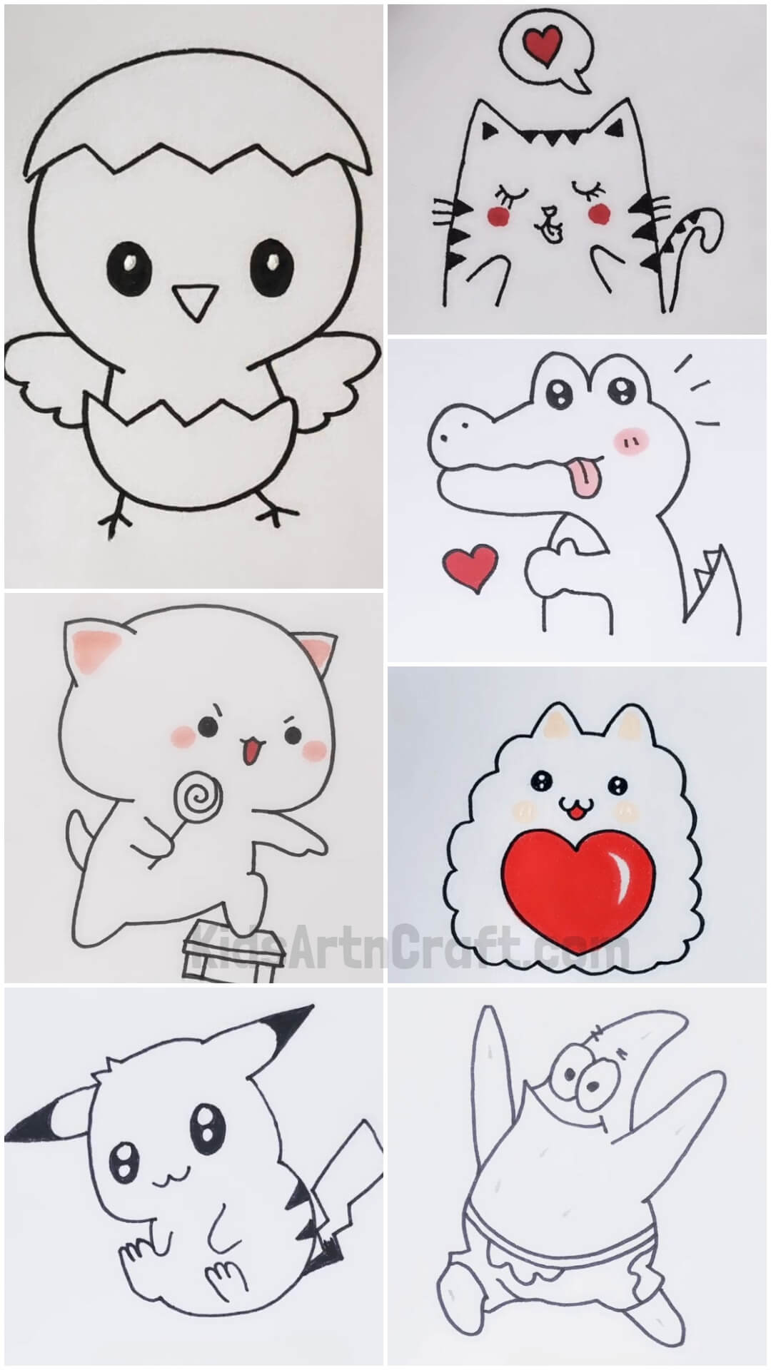 Cute Cartoon Animal Drawings for Kids