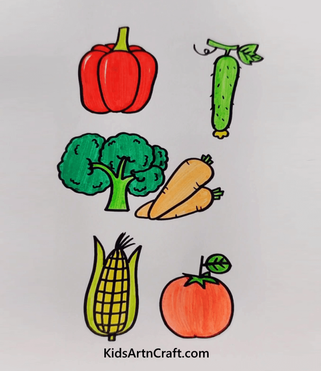 Let's Try Some Easy And Cool Tricks To Draw Colorful Vegetables
