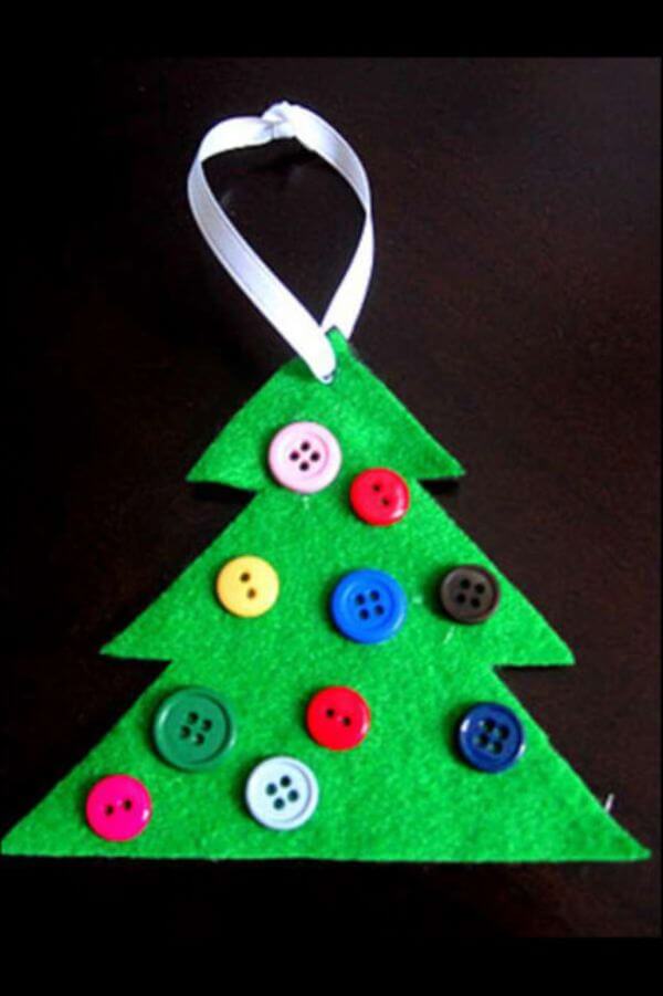DIY Button Christmas Tree Ornament Activity For Preschoolers Christmas Tree Ideas for School Projects