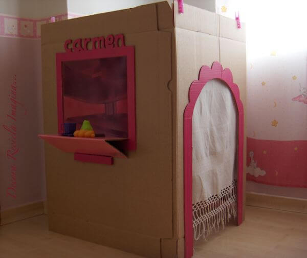 Cardboard Box Houses & Fort Ideas DIY Cardboard Box Craft Idea For Children