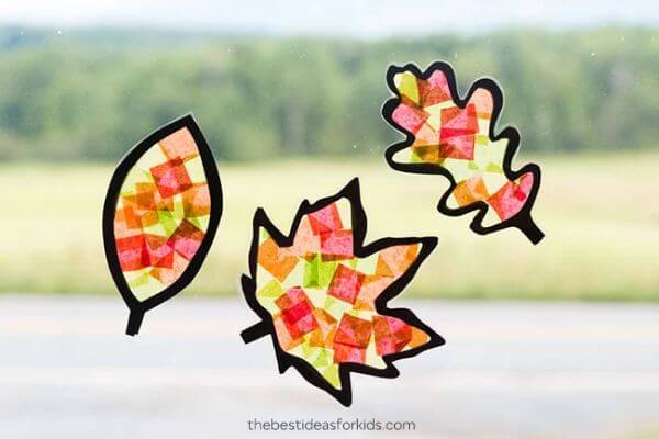 DIY Leaf Suncatcher Craft For Kids