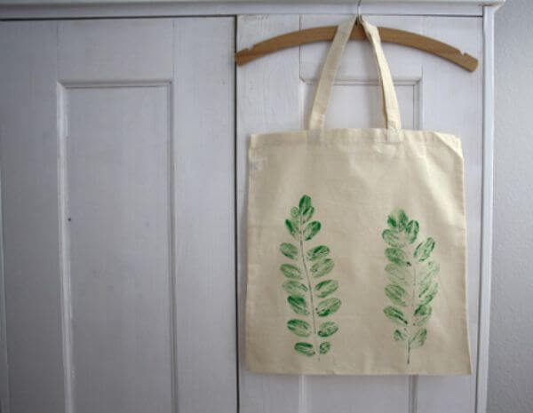 DIY Handprinted Tote Bag Project With Natural Stamps