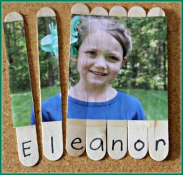 DIY Name Puzzles Craft Using Stick For Kids
