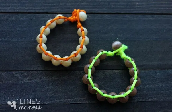 DIY Neon And Wood Floating Bead Bracelet For Kids