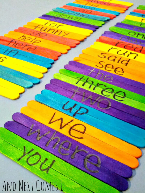 DIY Sight Word Popsicle Stick Puzzle Game