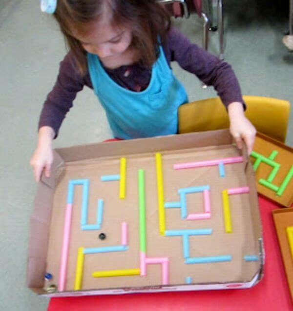 Drinking Straw Maze Toy Craft & Activity Idea For Preschool & kindergarten