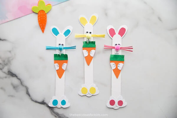 Easter Bunny Popsicle Stick  Craft For Toddler