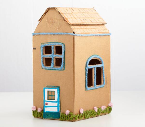 Simple & Quick Cardboard Box Play House  Cardboard House Crafts