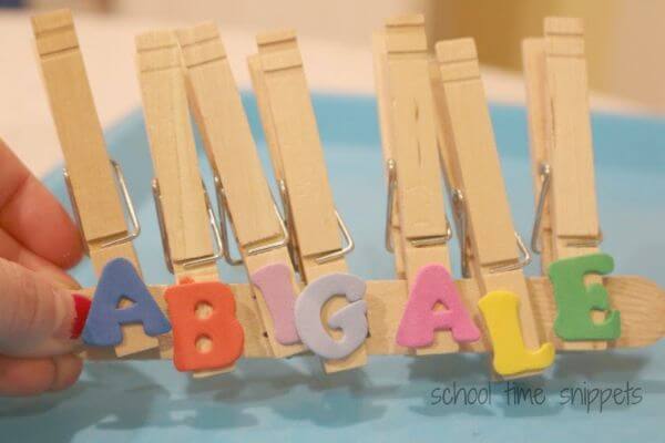 Easy Clothespin Name Learning Activity For Preschoolers
