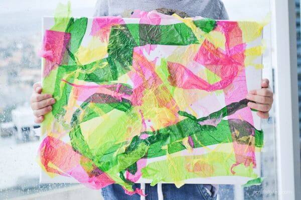 Easy Crepe Paper Canvas Art Activity With Kids
