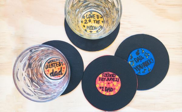Easy Father’s Day Record Coasters Craft for Kids