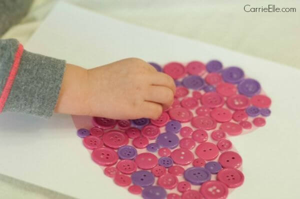Easy Framed Button Heart Craft For Kids