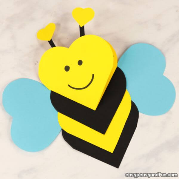Easy Heart Bee Craft For Kids
