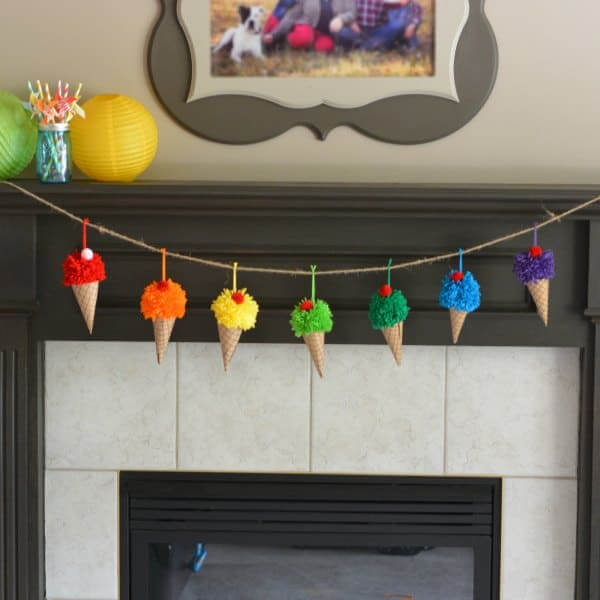 Summer Craft Ideas for Kids Easy Ice Cream Cone Garland For Home Decor