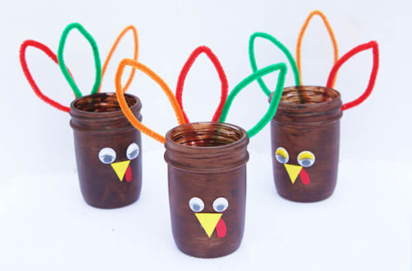 Easy Mason Jar  Thanksgiving Craft Project for Kids