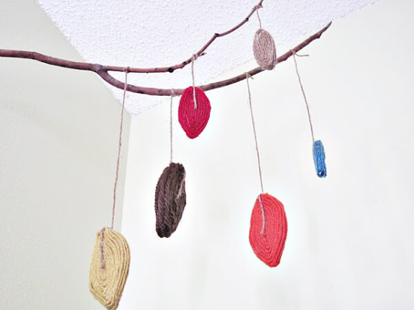 DIY Mobile Craft With Yarn Leaf For Preschool