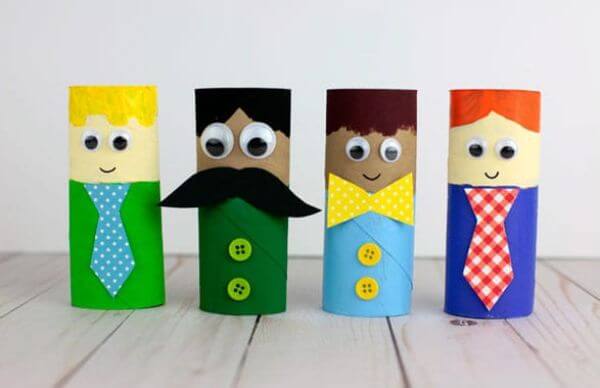 Easy Father's Day Craft With Toilet Paper Roll & Buttons