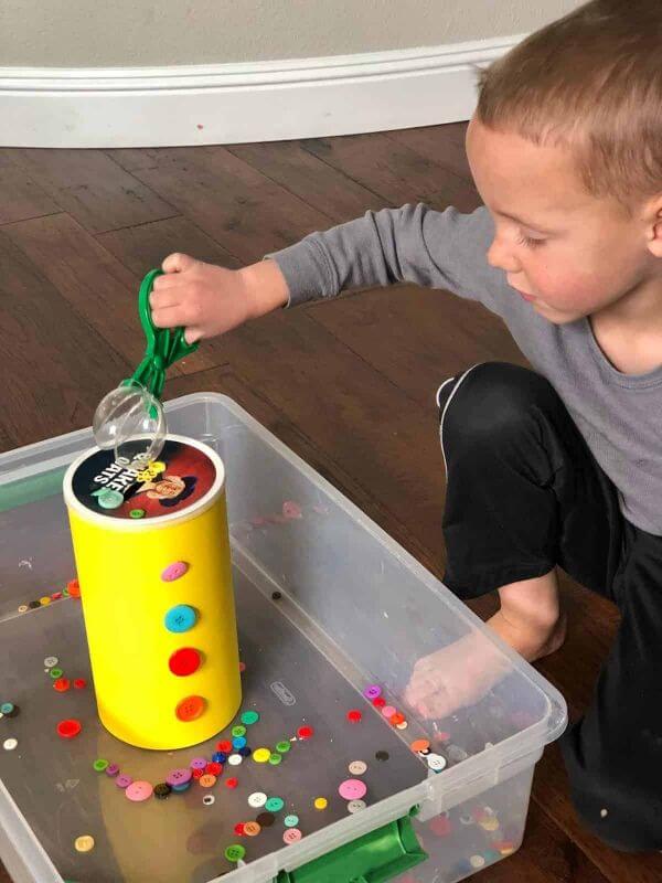 Pete The Cat - Sensory Bin Craft Activity Using Buttons For Toddlers