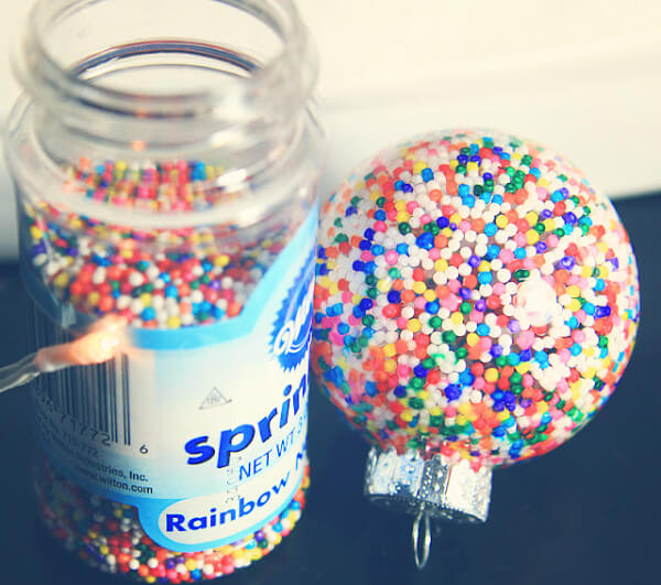 Easy Sprinkle Painted Ornaments For Holidays Easy Crafts with Sprinkles for Kids