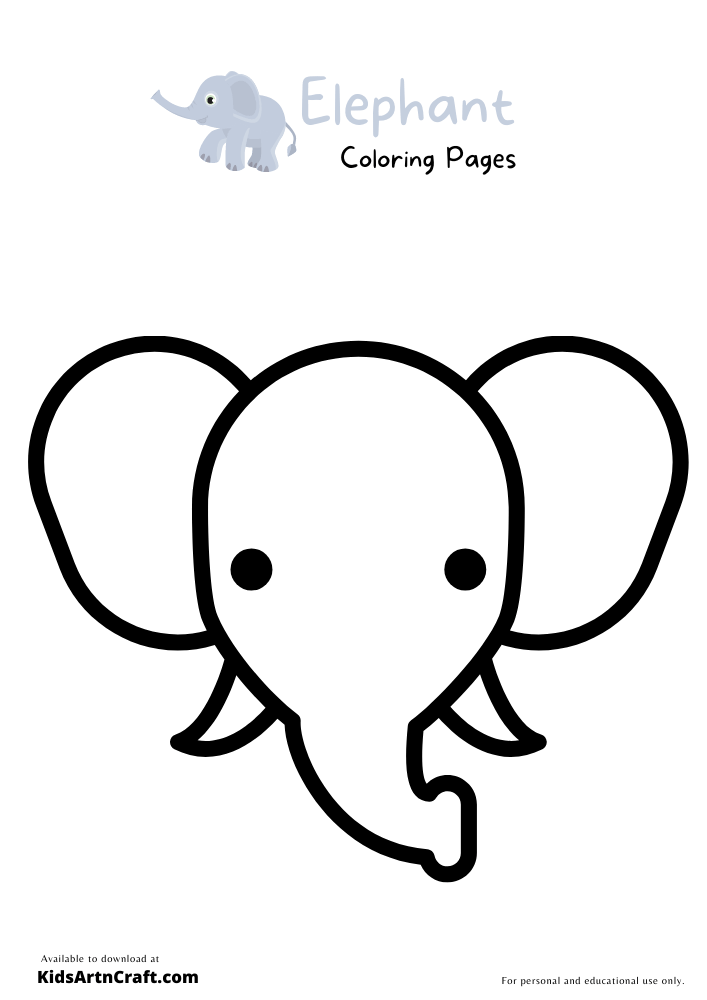 Elephant Coloring Pages for Kids - Free Printables