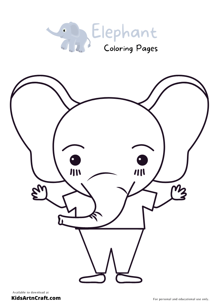 Elephant Coloring Pages for Kids - Free Printables
