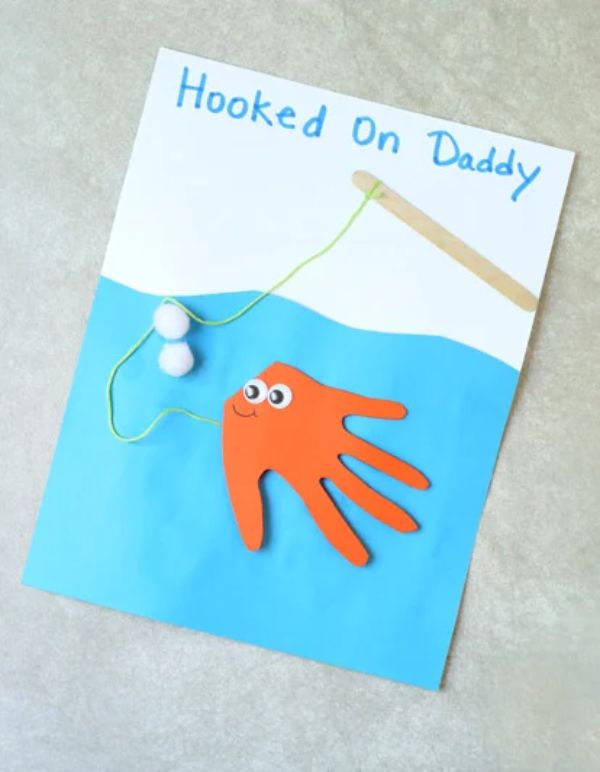 Father's Day Fish Handprint Greeting Card Craft for kids Father’s Day Crafts for Kids