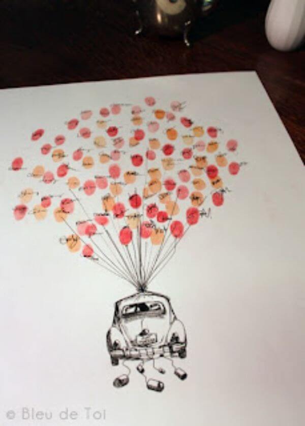 Fingerprint Balloon Art Idea For Kindergarten