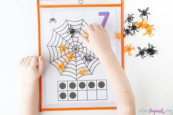 Free Printable Spider Web Counting Mats Halloween Crafts, Activities, & Games for School