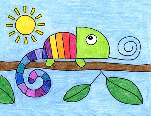Fun And Easy Chameleon Tutorial Easy Drawing Activities For Kids