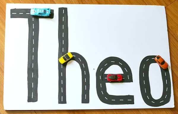 Fun Name Practice Activity Using Toy Cars Name Crafts and Activities for Kids