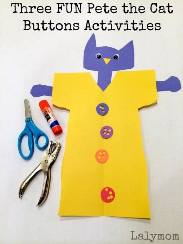 Fun Pete The Cat Button Learning craft Activity With Teacher