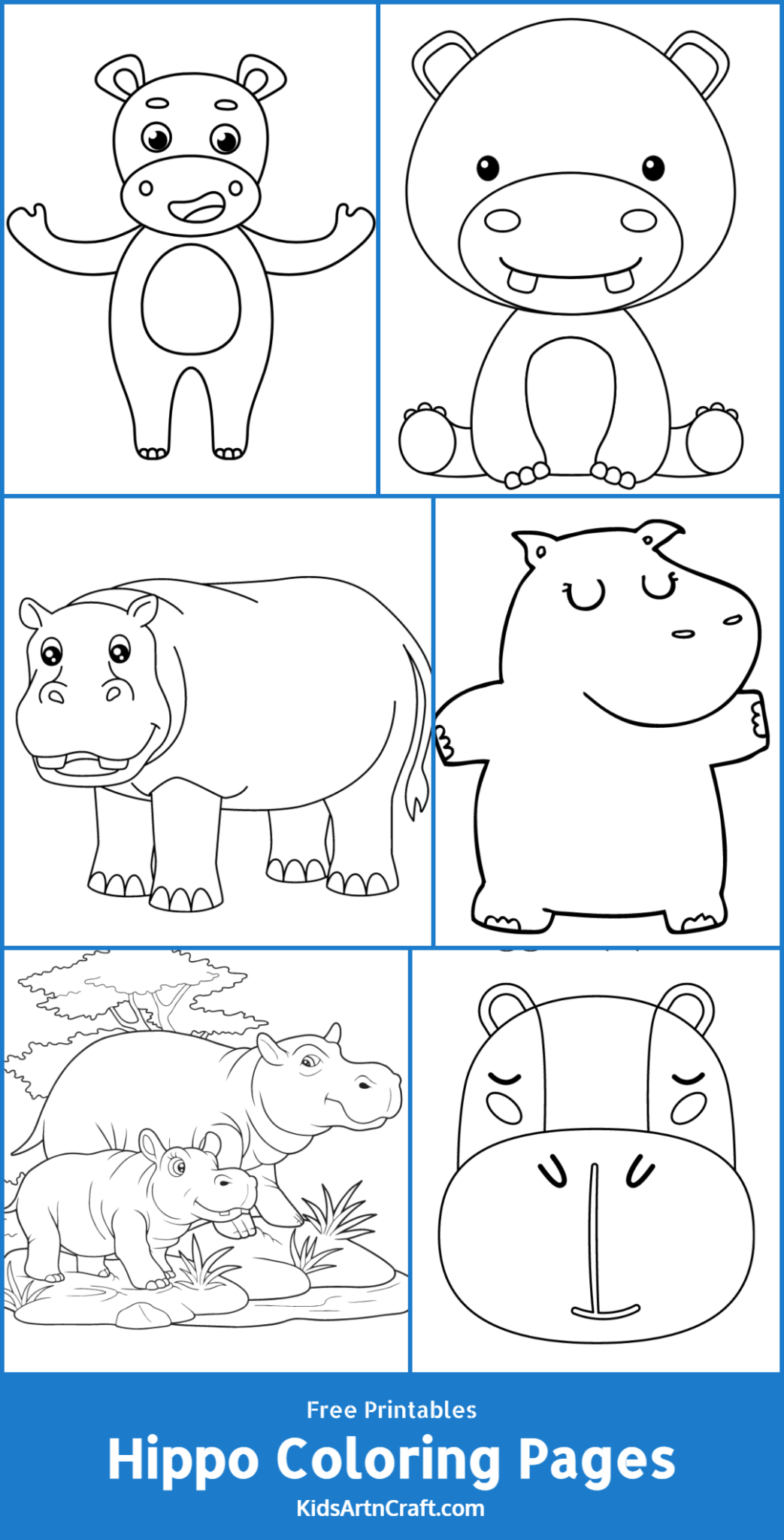 Hippo Coloring Pages For Kids – Free Printables - Kids Art & Craft
