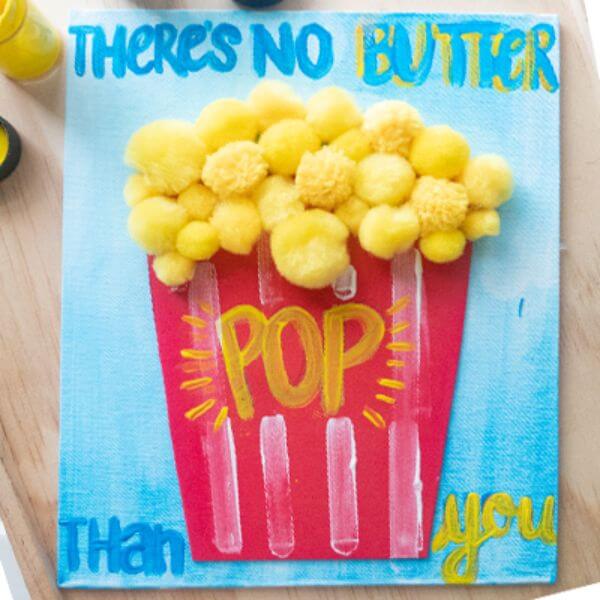 Homemade Popcorn Pom Father's Day Craft for Kids
