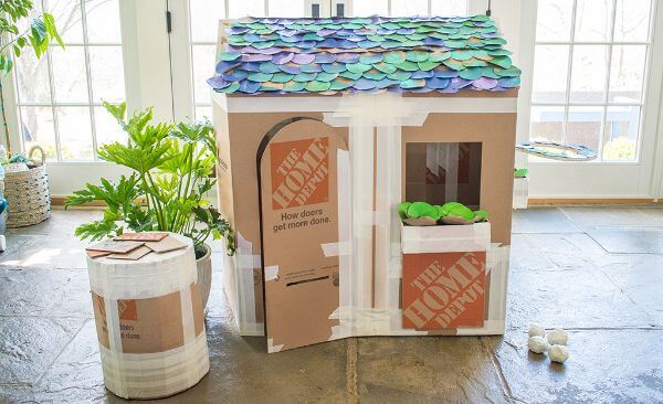 Cardboard Box Houses & Fort Ideas How To Make A Deluxe Cardboard Playhouse Activity For Kids