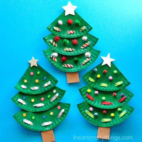 How To Make A Paper Plate Christmas Tree Craft In Holiday