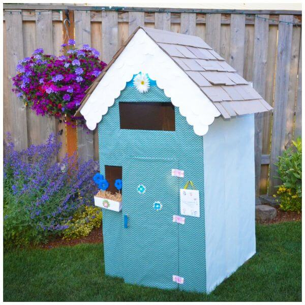 Cardboard Box Houses & Fort Ideas How To Make An Adorable Cardboard Playhouse Craft For Kids