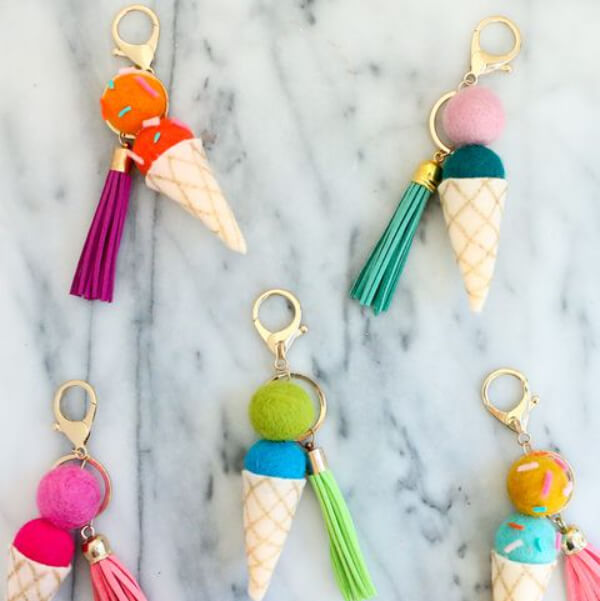 Summer Craft Ideas for Kids Ice Cream Cone Keychains Craft Ideas For Kids