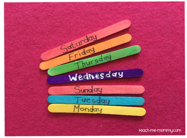 Fun & Learning Weekday Popsicle Stick Craft Activities Idea For Preschoolers