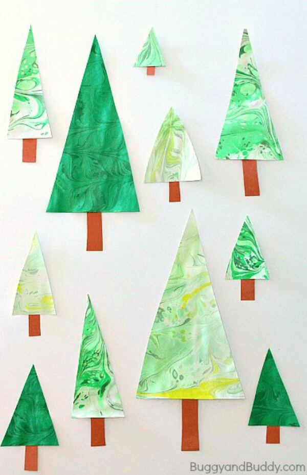 Marbled Christmas Tree Craft Project For Kids Christmas Tree Ideas for School Projects