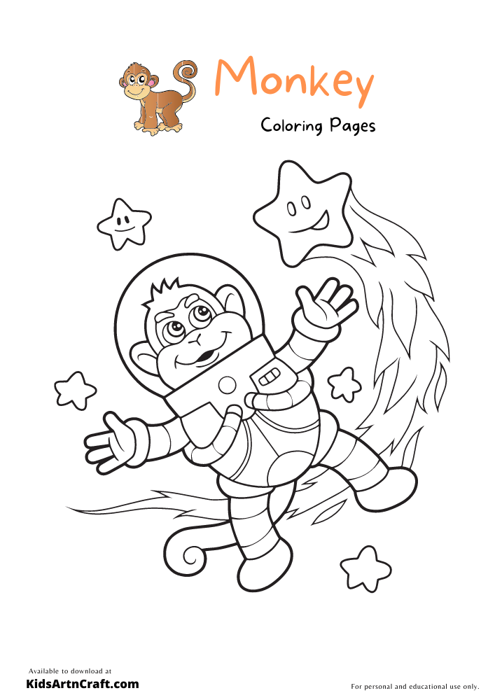 Monkey Coloring Pages for Kids - Free Printables