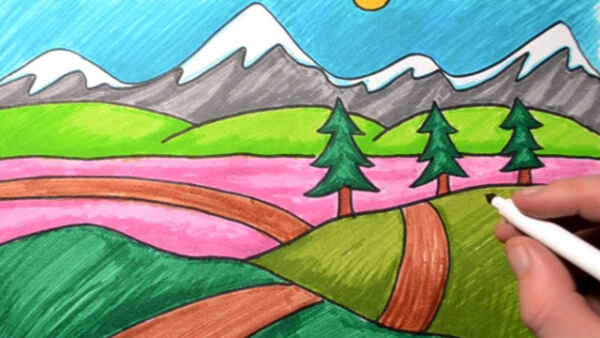 Creative Art Projects for 4th Grade Mountain Camping Drawing Art Project For Kids