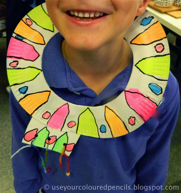 Paper Plate Necklace Art And Craft Idea