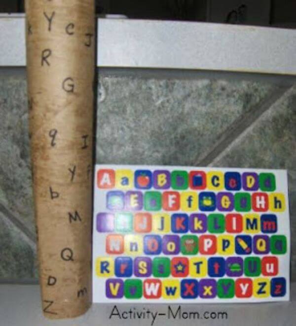 Paper Towel Tube Letter Matching Activity For Kids