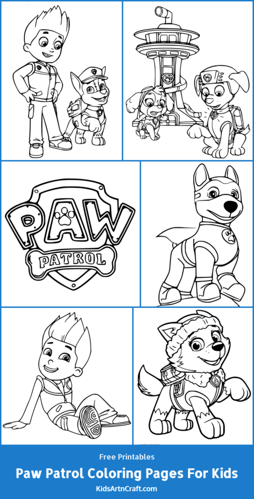 PAW Patrol Coloring Pages For Kids-Free Printables - Kids Art & Craft